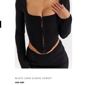 nwt mistress rocks black corset long sleeve top size medium
